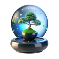 Miniature Bonsai Tree in Glass Dome A Serene Digital Artwork png
