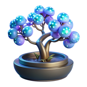 brilhando cogumelo bonsai 3d render do fantasia plantar png