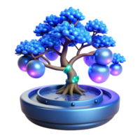 Glowing Bonsai 3D Render of Abstract Tree png