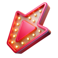 Play Button 3D Render of Retro Marquee Sign png