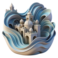 Abstract Architectural Waves 3D Render of Domes and Arcades png