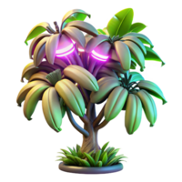 Neon Banana Tree Tropical 3D Render png