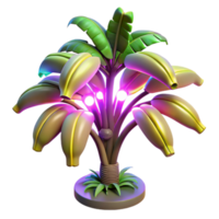 Glowing Banana Tree 3D Render of Tropical Plant png