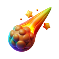 Celestial Comet 3D Render of a Colorful, Glowing Meteor png