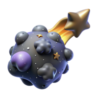Cosmic Comet 3D Render of Asteroid with Stars png