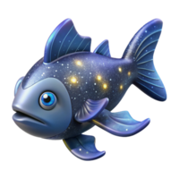 Cosmic Fish 3D Render of a Starry Aquatic Creature png