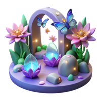 Enchanted Garden 3D Render of Magical Scene png