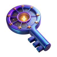 Magical Key Unlocking Secrets with Celestial Design png