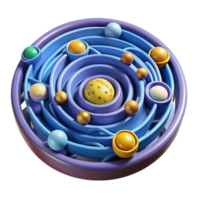 Abstract 3D Circular Maze with Colorful Spheres png