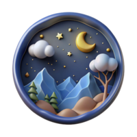 Night Sky Mountainscape 3D Render png