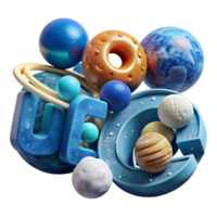 Cosmic Worlds 3D Render of Planets and Celestial Objects png