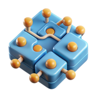 Abstract 3D Puzzle Interconnected Blocks Nodes png