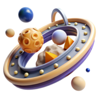Abstract 3D Render Cosmic Orb with Planets and Geometric Shapes png