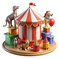 Circus Animals A 3D Render of Dogs and a Tent png