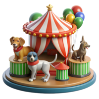 Circus Dogs Festive Tent, Balloons, and Playful Pups png