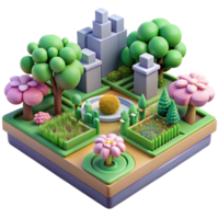 Miniature Garden Design 3D Model of a Charming Park png