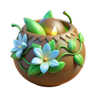 encantado floral vela Panela 3d render png