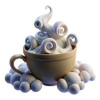 Whimsical Steaming Cup 3D Render of Creamy Delight png