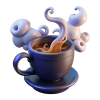 Steaming Cup of Coffee 3D Render png