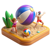 Summer Beach Fun People Playing with Beach Balls png