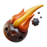 Flaming Meteoroid 3D Render Space Rock with Star png