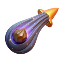 Cosmic Gem 3D Render of a Glowing Meteor png