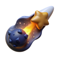 Shooting Star and Comet in Space 3D Render png