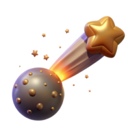 Shooting Star Impacting Planet 3D Render png