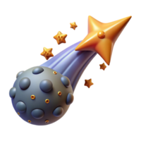 celestial cometa 3d render do zunindo asteróide com estrelas png