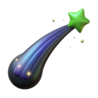 Shooting Star 3D Render Iridescent Trail, Bright Star png