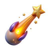 Glowing Comet with Star Trail 3D Render png