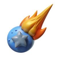 tiroteio Estrela 3d modelo azul planeta com chamas png