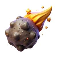 Cosmic Rock 3D Render of Asteroid with Trail png