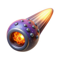 Cosmic Projectile 3D Render of Fiery Spacecraft png