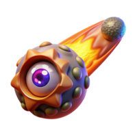 3D Render of a Flaming Eye Comet png