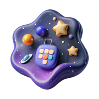 Cosmic Grid A 3D Render of Space-Themed Buttons png