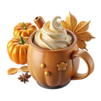 Pumpkin Spice Latte with Whipped Cream Autumn Drink png