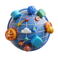 Global Network Interconnected Shapes and Cloud Computing png