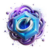 Abstract 3D Render Intertwined Forms and Geometric Shapes png