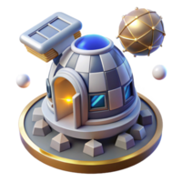Futuristic Dome Building 3D Render of Sci-Fi Structure png
