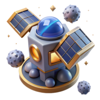 Space Satellite 3D Model Exploration, Orbit, Cosmos, Solar Panels, Technology, Astronomy, Universe, Science, Design, Engineering png