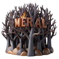 Abstract Forest 3D Render of Trees and Text png
