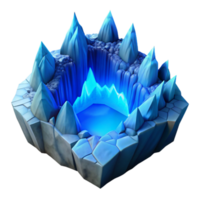 Glowing Blue Glacial Pool 3D Render png