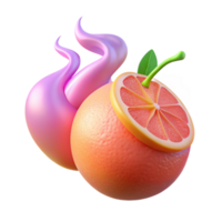 Grapefruit with Abstract Swirls 3D Render png