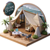 Luxury Glamping Tent Ocean View Getaway png