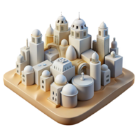 Isometric Cityscape Desert Architecture, Dome Structures, and Buildings png