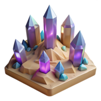 Crystals in Desert 3D Render of Sparkling Gems png