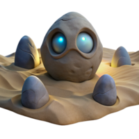 Stone Creature in Desert Scene 3D Render png