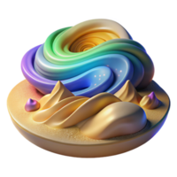Abstract Swirl Landscape 3D Render of Whimsical Pastel Forms png