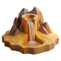 Desert Oasis Waterfall 3D Render of Miniature Landscape png